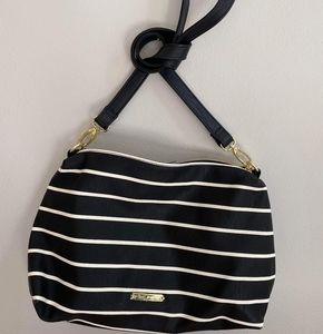 Black and white striped Betsy Johnson over the sho